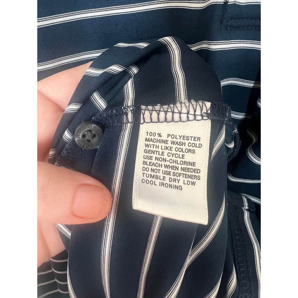 Greg Norman Men's Play Dry Navy Blue and White Striped Golf Polo Size Large - Picture 5 of 9